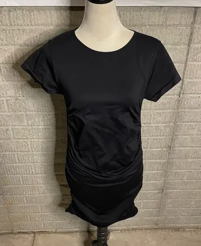 Blanqi Maternity Everyday Black Short Sleeve Ruched MIDI Dress Size M/L Size M