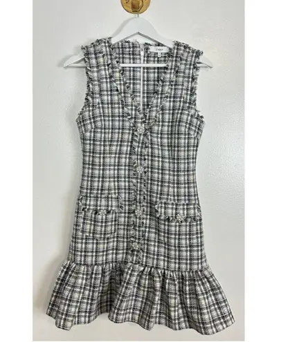 Likely Franco Ruffled Hem Mini Dress in Grey Multi Size US 2