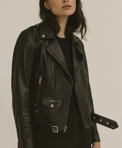 Marc New York Andrew Marc Black Genuine Leather Moto Jacket Size Small