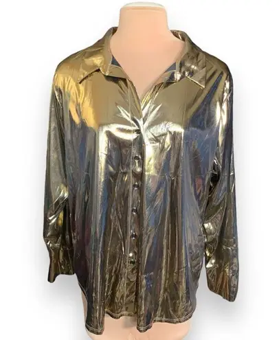 Vintage Venezia Jeans Top Gold Metallic Button