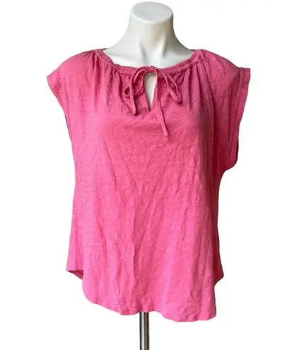 Dylan NWT, Pink Short Cap Sleeve Tie Front Cotton Top, Sz S