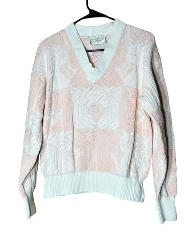 London Fog Vintage Tempo Europa By Pink White Sweater Size Medium