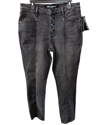 Karl Lagerfeld Paris High-Rise Button Front Jeans – Size 14