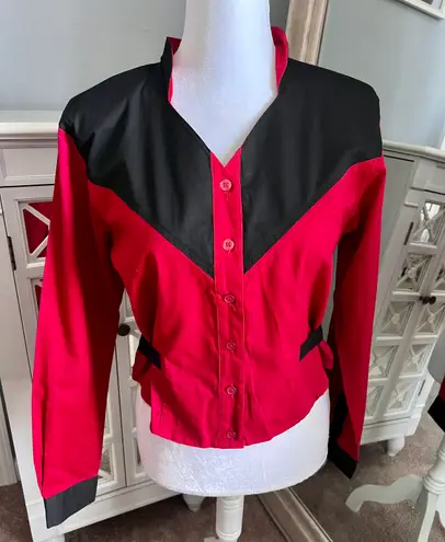 Vintage Southwest Canyon Women’s Western Rodeo Wear Button Down Shirt Red Size M