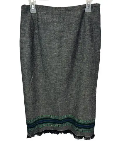 Simply Russell Dark Gray Heather Skirt Green Accents Back Zip Women's 12