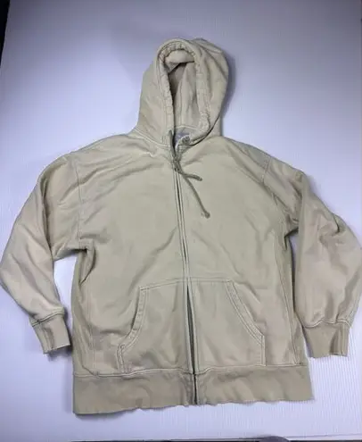 TNA Cozy AF Fleece Zip Up Hoodie Sweatshirt Beige Casual Comfort Size 2 Tan