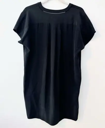 Vince  100% silk black mini dress tunic shirt size small v-neck short sleeve