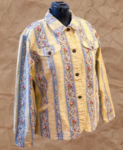 Denim & Co Vintage Yellow . Floral Jacket