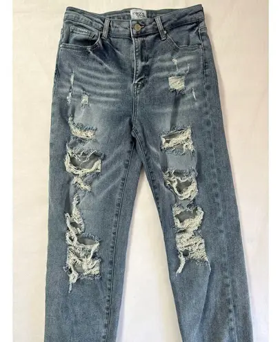 Insane Gene Womens Distressed High Waist Jeans Size 11/12 Los Angeles USA Made I Blue