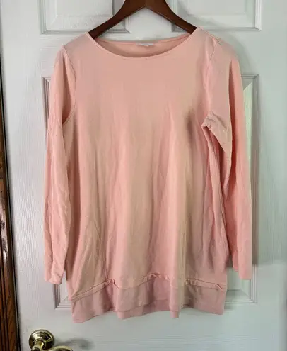 Pure Jill Everyday Relaxed Fit Long Sleeve Pockets Comfy Casual Top Peach M Pima Pink Size M
