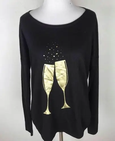 NWT Duffield Lane Cheers Champage Glass Sweater Size XS