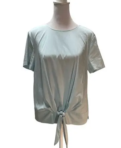 Dylan Gray Powder Blue Short Sleeve Zip Back Tie Front Blouse Size Medium