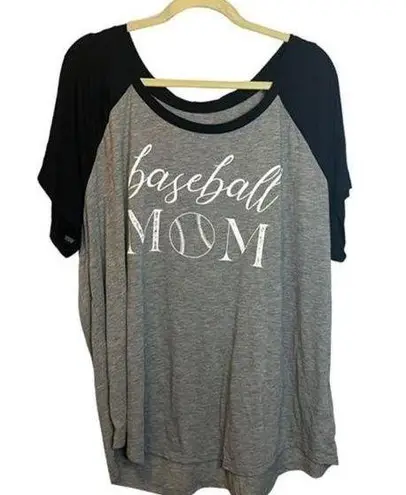 Torrid  Blouse Women's 4X Baseball Mom Tee Tshirt Shirt Gray