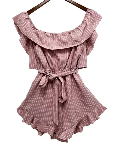 superdown Revolve  Angela Wrap Tie Romper in Pink Stripe Women’s Size M