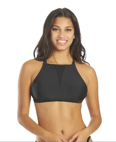 prAna Women's Black Regan High Neck Bikini Top with Mesh Detail Size Small