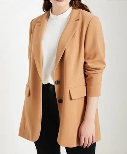 Eloquii The 365 Semi Stretch Two Button Rayon Blazer Jacket Camel 22