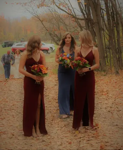 David's Bridal Maroon Prom Dress