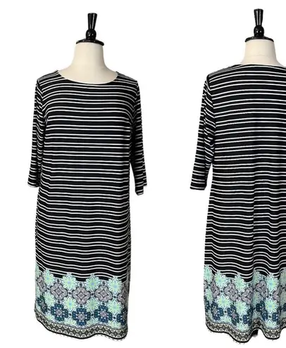 cj banks Shift Dress 3/4 Sleeves Pullover Stripes Stretch Women’s Size 1X Plus