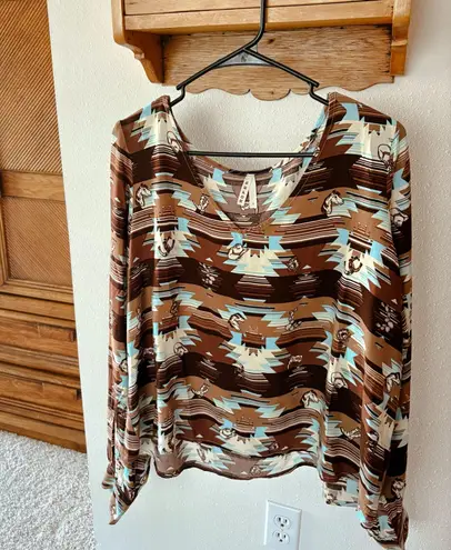 roper brown horse blouse Size L