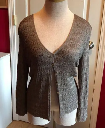 Sigrid Olsen  button down sweater in dusty sage  MP