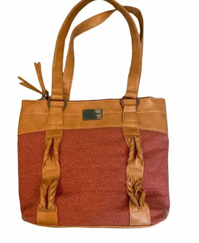 Stone Mountain  Coral Fabric/Leather Shoulder Bag