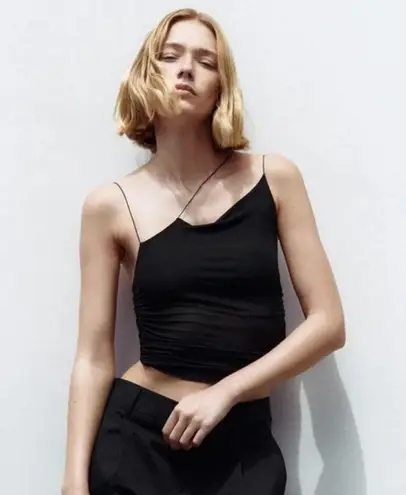 ZARA Black Mesh Crop Tank