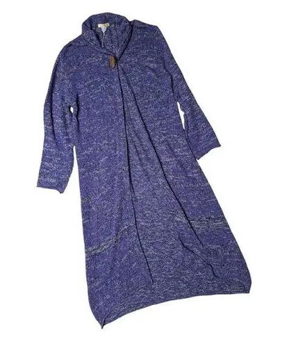 Vtg Y2K Tribe Heathered Purple Longline Shawl Collar Cotton Duster Cardigan M Size M