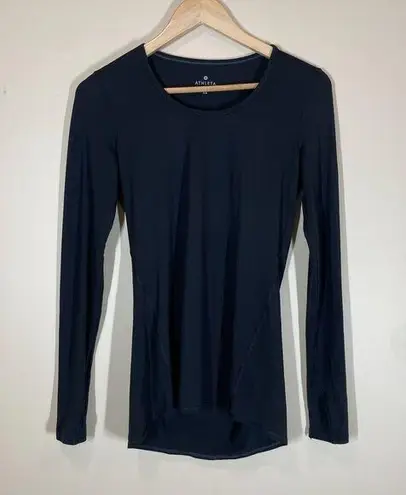 Athleta  Women Pullover Crewneck Long Sleeve T-shirt Black Athletic Size XS