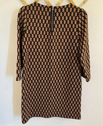 Vivienne Tam Vivianne Tam Camel Brown Black Sheath Shift Geometric Career Dress 10