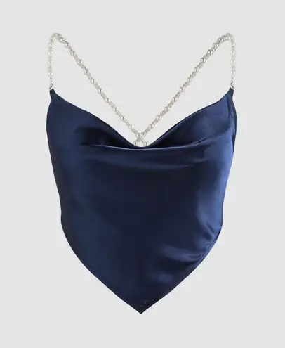 Cider Satin Pearl Cowl Neck Tank