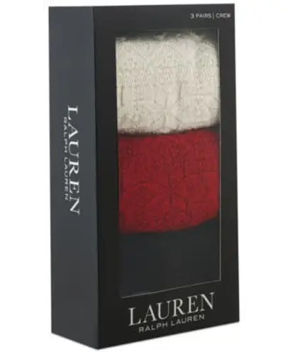 Ralph Lauren NWT LAUREN  Women's 3-Pk. Snowflake Texture Roll-Top Socks