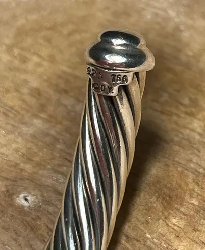 David Yurman Cable Station Bracelet Sterling 18K Yellow Gold & Pavé Diamonds