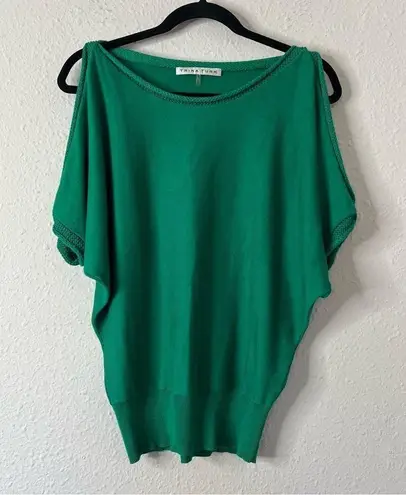 Trina Turk  Cold Shoulder Short Sleeve Sweater in Green Size Small