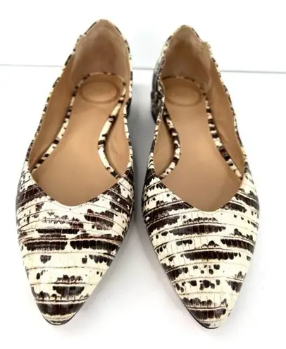Chloé Laurena Croc Lizard Embossed Animal Scalloped Leather Ballet Flats 35.5