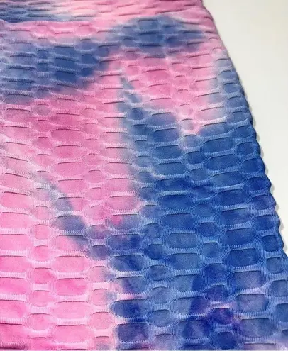 None Tik Tok Famous High Waisted Waffle Knit Leggings w/Scrunched Bottom-Tie-Dyed-S