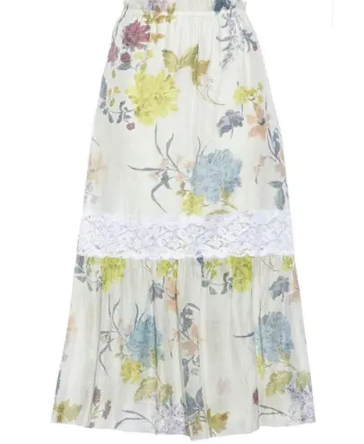 See By Chloe SEE BY CHLOÉ Lace Trimmed Flora Voile Midi Skirt Size 2 NWT $405