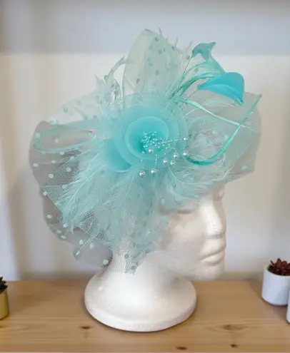 Elegant Turquoise Fascinator Blue