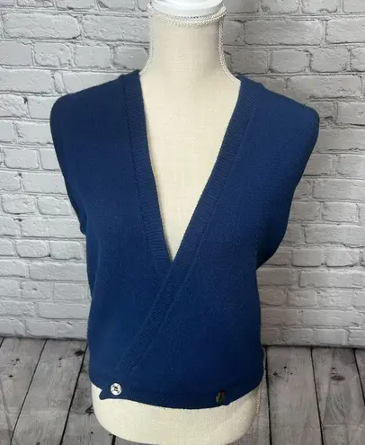 Vintage campus acrylic sweater vest medium Blue