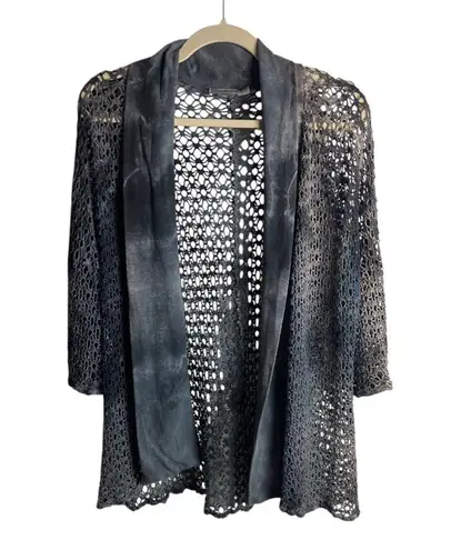 T Party Fashion T Party Size Small Cardigan Sweater Crocheted Open Knit Grey Ombre Whimsigoth