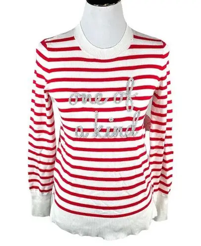 Marled Reunited Clothing One of a Kind Striped Sweater, White, Red, X-Small