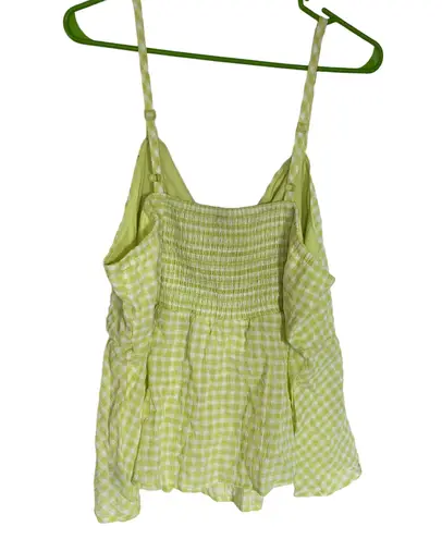 Torrid size 2 Tie front gingham peplum top white green tank