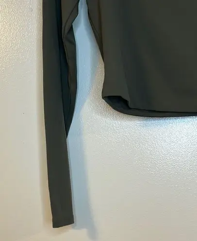 CRZ Yoga Olive Green Long Sleeve Fitted Crop Blouse