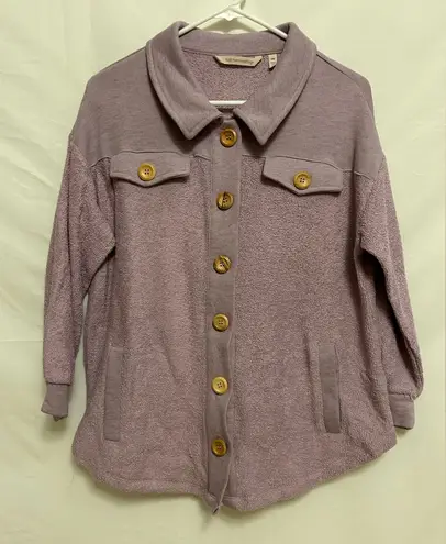 Soft Surroundings Soft Surroundings Terry Knit Button Front Shirt Jacket Shacket Lavender Size PM