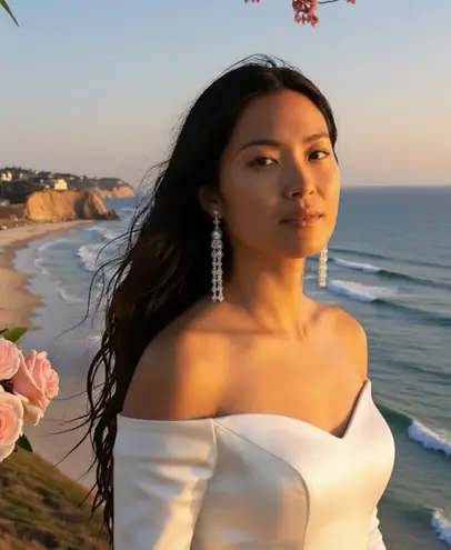 new Nadri ❤︎ Freshwater Pearl Crystal Drop Boho Bride Earrings ❤︎ Beach Wedding Silver