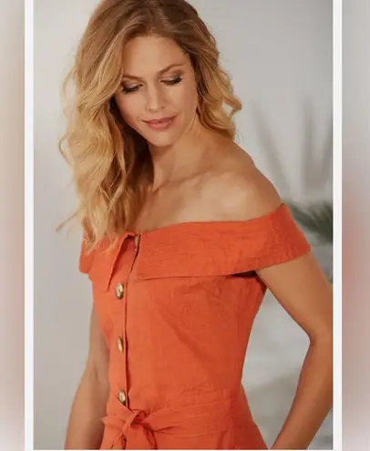 Soft Surroundings Raissa Linen Crop Jumpsuit Romper color black size S