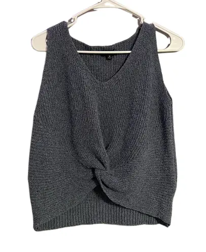 FATE. Blue Front Twist Knot Knit Tank Top