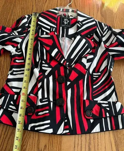 Abbie Mags Aztec Print Two Button Notch Lapel Vintage Boxy Blazer Size SP Red