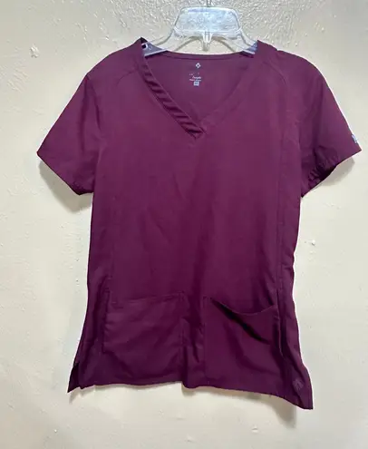 MedCouture Insight XS Wine Scrub Top V Neck Short Sleeve Pockets Women's