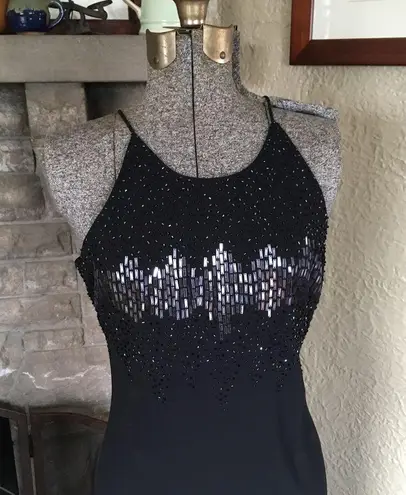 Vintage 90s Beaded Black Floor Length Formal Dress prom Size 6