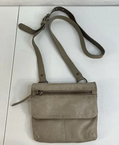 ALLSAINTS Spitalfields Hera Crossbody Bag Leather Distressed Gray Adjustable
